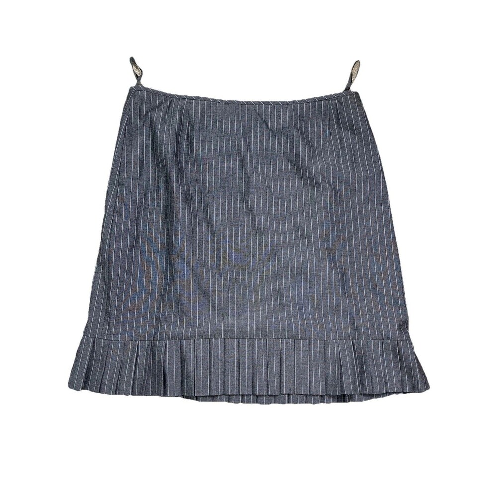 Tahari ASL Women’s 16P Pinstripe Skirt Ruffle Hem Lined Career Gray EUC